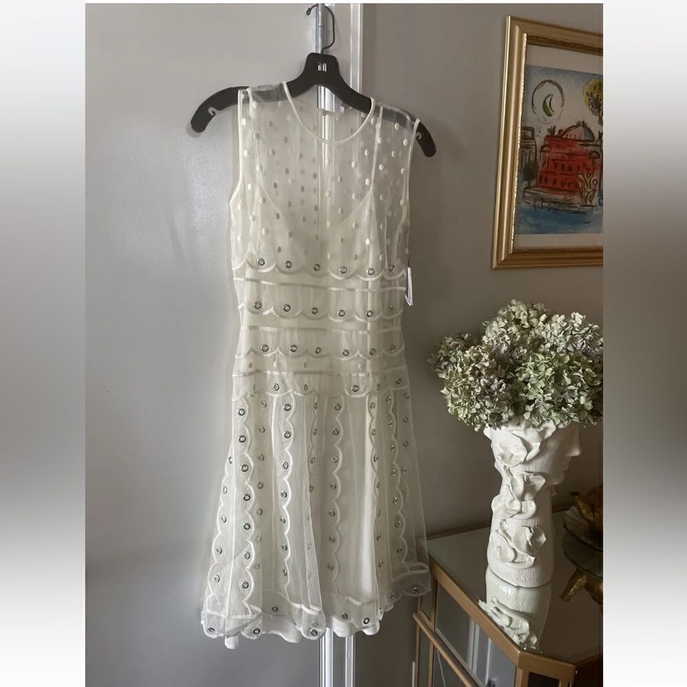 Red Valentino Ivory tulle dress and silver studs size 38 US 4